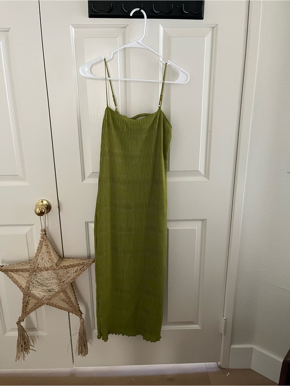 The Workshop Green Slip Midi Dress